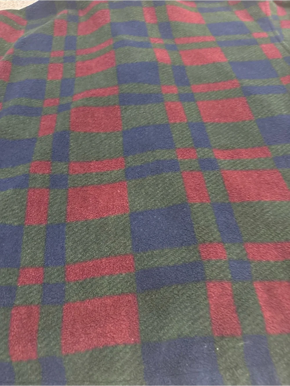 Vintage IZOD Men’s Plaid Fleece 1/4 Zip Mock Neck Pullover Sweatshirt Blue Red M